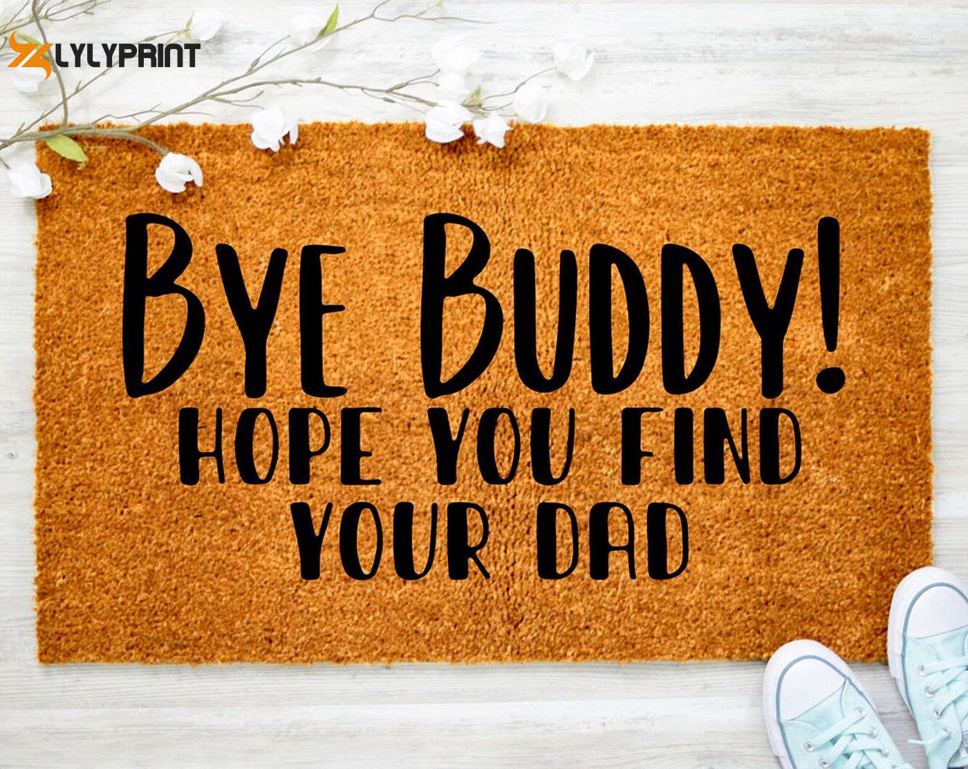 Christmas Porch Decor: Bye Buddy Hope You Find Your Dad Door Mat – Funny Elf Holiday Gift & Front Door Decor Christmas Porch Decor: Bye Buddy Hope You Find Your Dad Door Mat – Funny Elf Holiday Gift & Front Door Decor