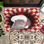 Scottish Fold Christmas Doormat – Perfect Housewarming Gift for Cat Lovers Welcome Mat & Front Door Décor