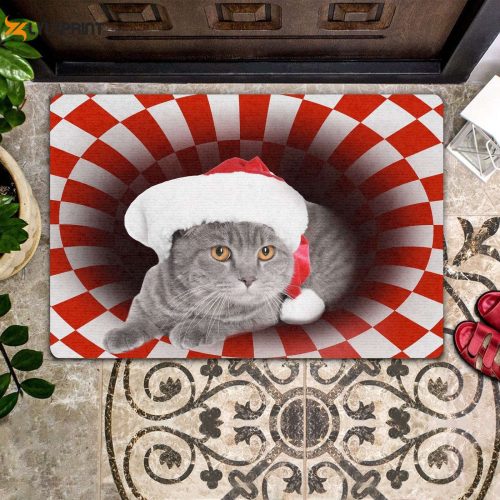 Scottish Fold Christmas Doormat - Perfect Housewarming Gift for Cat Lovers Welcome Mat & Front Door Décor