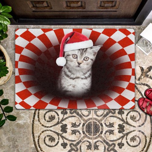 Tabby Christmas Doormat: Welcome Cat Lovers! Festive Décor & Housewarming Gift