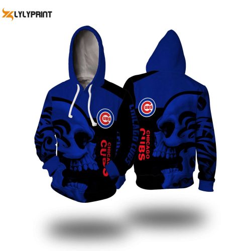 Chicago Cubs MLB Skull 3D Hoodie AOP Shirt – Stylish Fanwear for Baseball Enthusiasts