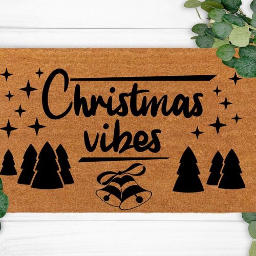 Chilasport Christmas Vibes Cute Front Doormat – Perfect Gift for Home Owners Personalized Last Name Rug Porch Decor