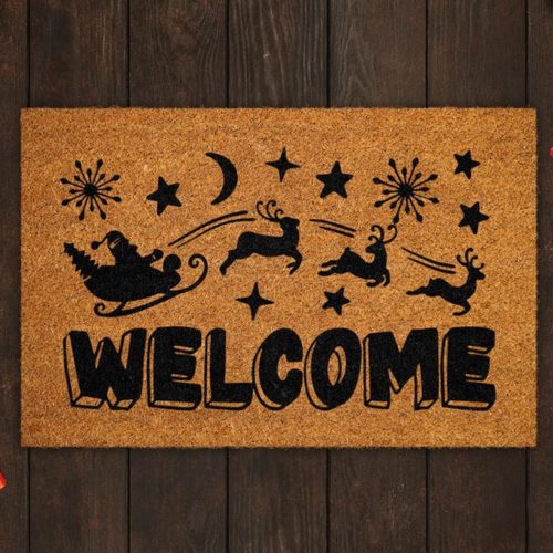 Christmas Welcome Doormat Coir Front Door Mat Funny & Festive Welcome Mats