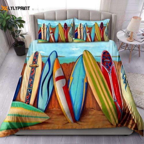 Vibrant Surfboard Beach Duvet Bedding Set – Perfect Gift for Surfboard & Sports Lovers