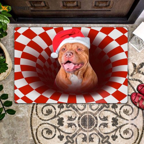 Pitbull Christmas Doormat: Welcome Dog Lovers with Festive Front Door Décor - Perfect Housewarming Gift!