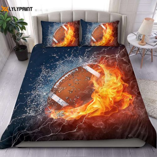 America Football Duvet Cover Set – Fire Water Player Bedding