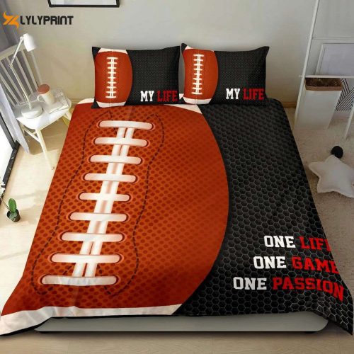 America Football Duvet Cover Set – Passionate Player Design Black Bedding for Football Fans