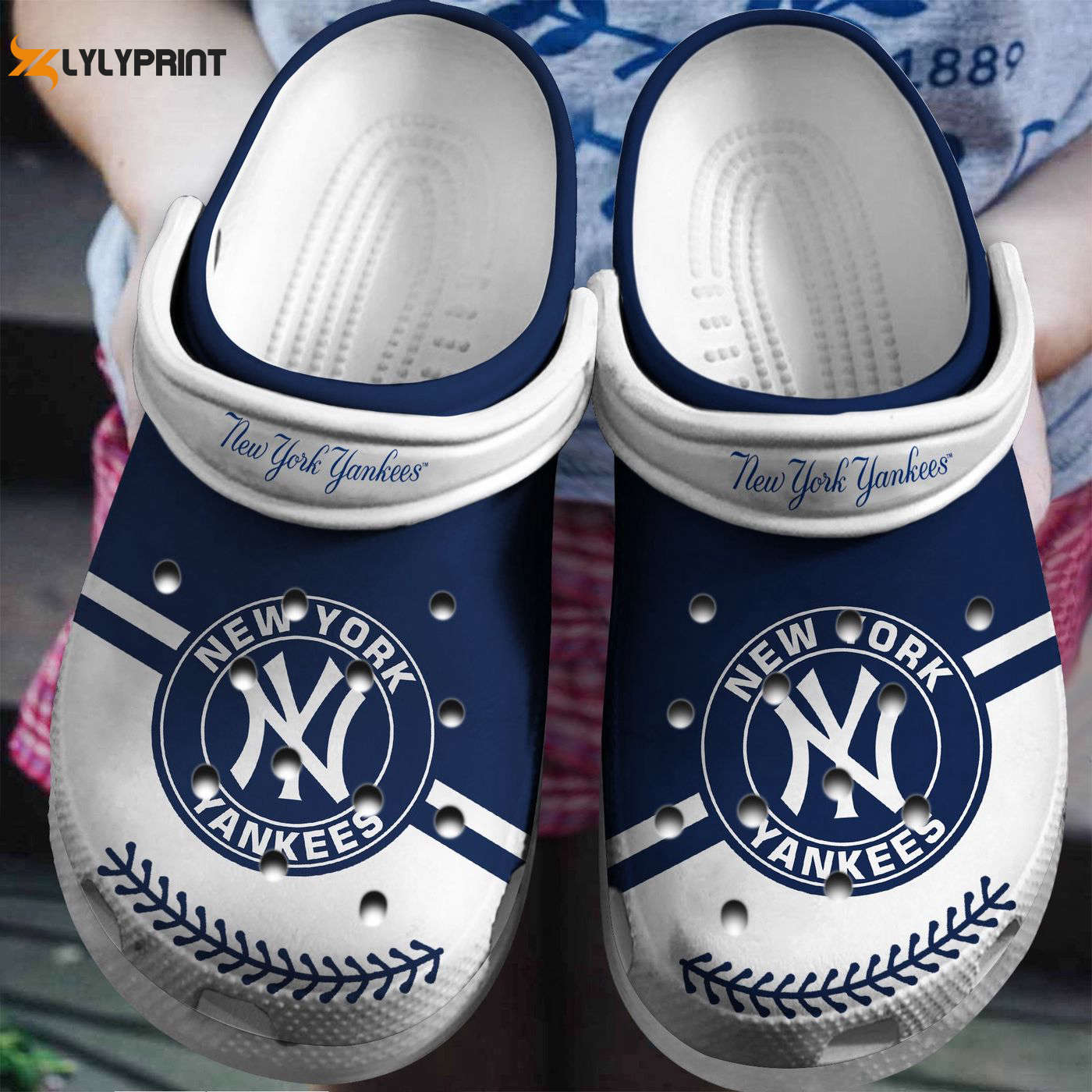Navy-White Crocs Shoes: Hot MLB Team New York Yankees Clog Shoes Navy-White Crocs Shoes: Hot MLB Team New York Yankees Clog Shoes