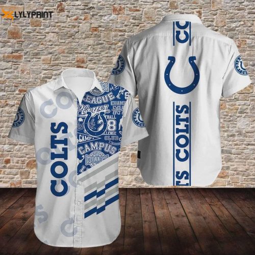 Show Your Team Spirit with our Indianapolis Colts Football Logo Hawaiian Shirt!