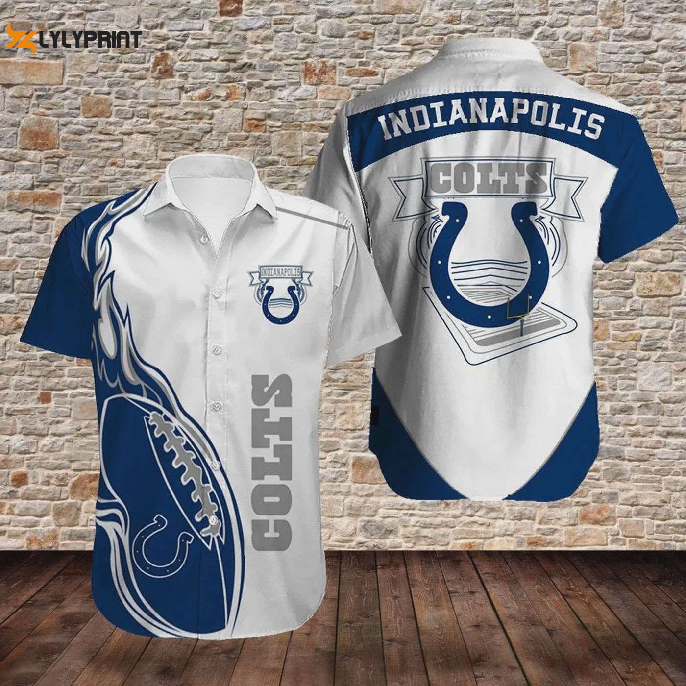 Show Your Team Spirit with Indianapolis Colts Football Pattern Hawaiian Shirt Show Your Team Spirit with Indianapolis Colts Football Pattern Hawaiian Shirt