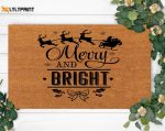 Merry&Bright Custom Christmas Doormat: Welcome New Year Holiday Funny Rug Dogs Lover Mat