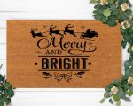 Merry&Bright Custom Christmas Doormat: Welcome New Year Holiday Funny Rug Dogs Lover Mat