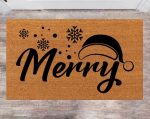 Merry Christmas & New Year: Custom Cute Doormat for Family – Personalized Gift with Monogram