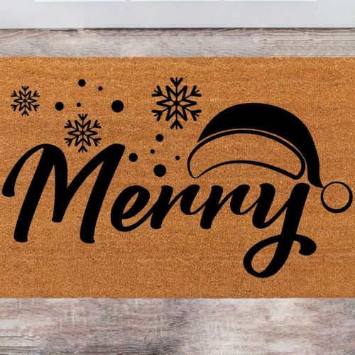 Merry Christmas & New Year: Custom Cute Doormat for Family – Personalized Gift with Monogram