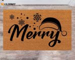 Merry Christmas & New Year: Custom Cute Doormat for Family – Personalized Gift with Monogram