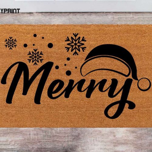 Merry Christmas & New Year: Custom Cute Doormat for Family – Personalized Gift with Monogram