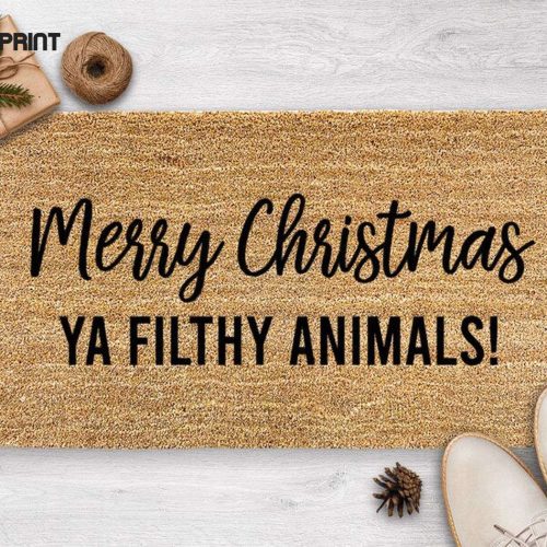 Funny Merry Christmas Ya Filthy Animals Doormat - Seasonal Holiday Decor & Gift