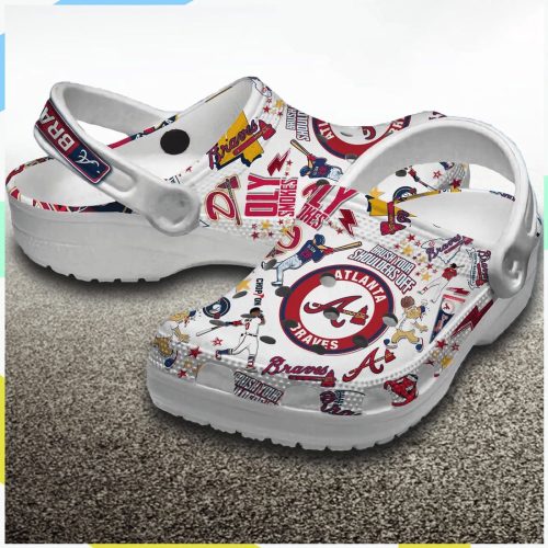 MLB Atlanta Braves White Baseball Crocs – Unisex Clogs for Men Women and Kids