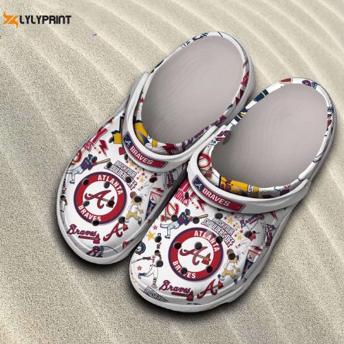 MLB Atlanta Braves White Baseball Crocs – Unisex Clogs for Men Women and Kids