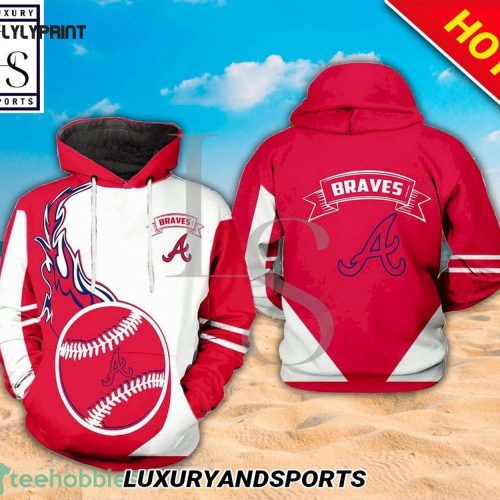 MLB Atlanta Braves Flame Ball Hoodie – Stylish AOP Shirt for True Fans!
