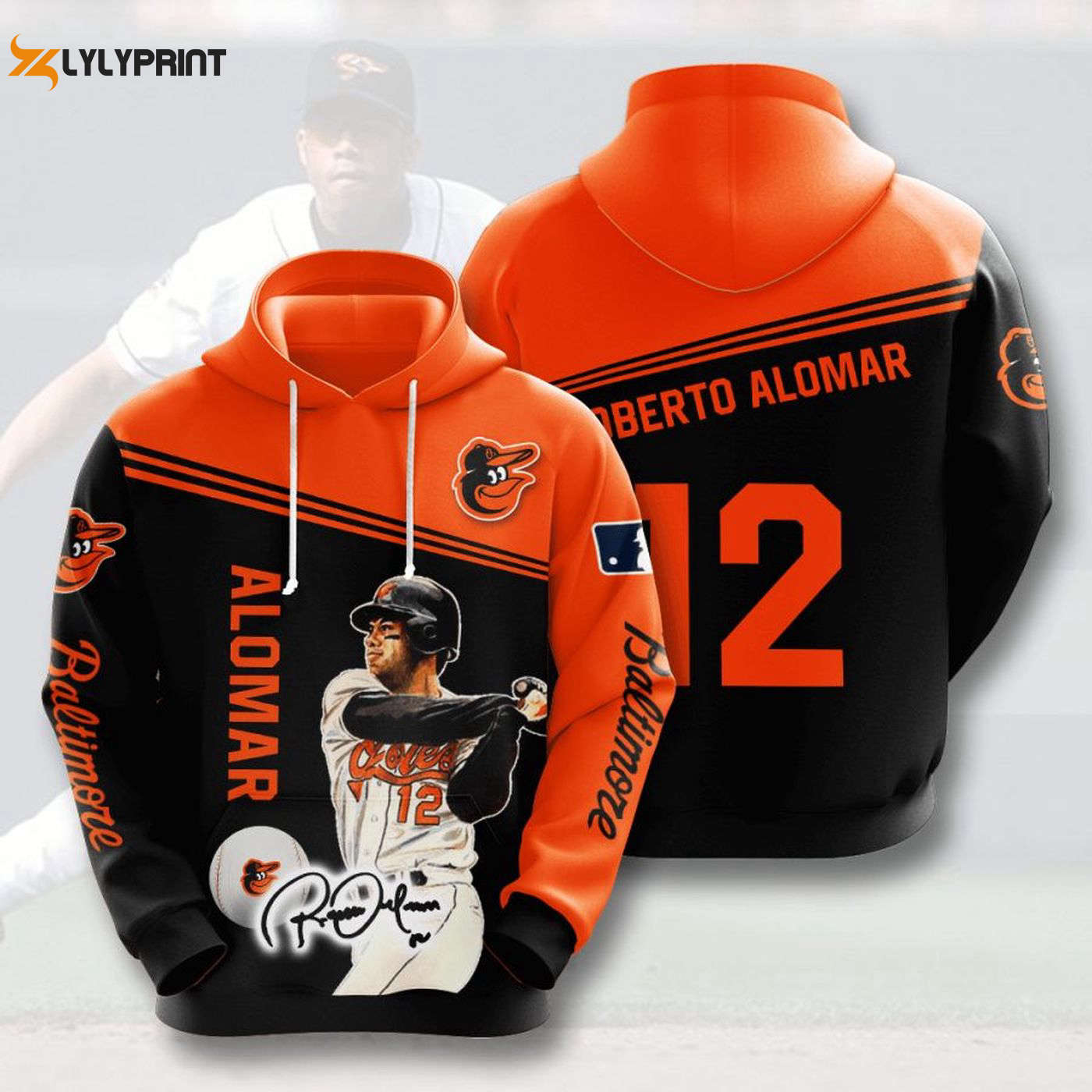 MLB Baltimore Orioles Roberto Alomar AOP Pullover Hoodie – Stylish & Official Merchandise MLB Baltimore Orioles Roberto Alomar AOP Pullover Hoodie – Stylish & Official Merchandise