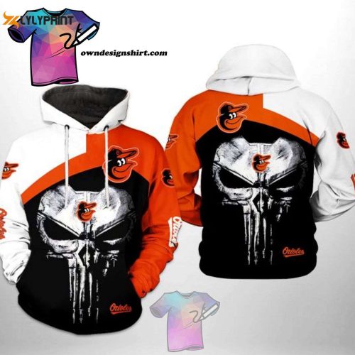 MLB Baltimore Orioles Skull Punisher Hoodie – Trendy AOP Shirt