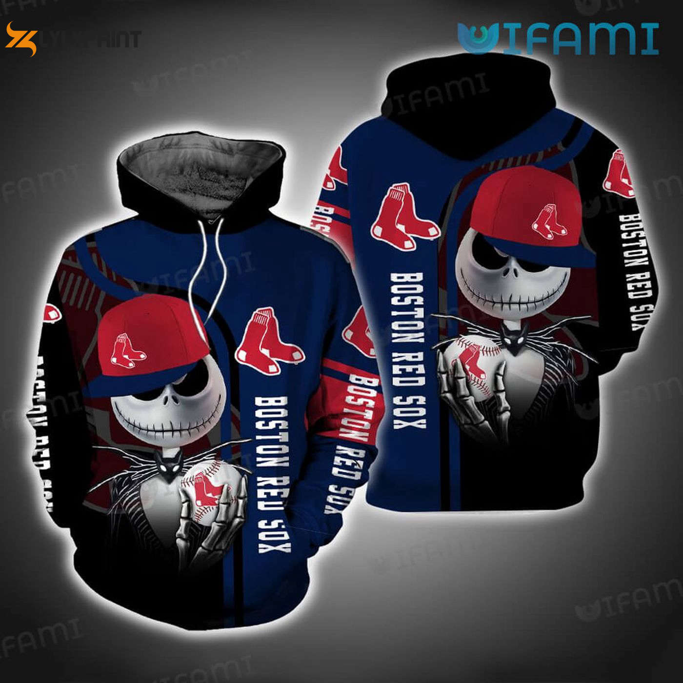 MLB Boston Red Sox Jack Skellington Hoodie – Stylish AOP Pullover Shirt MLB Boston Red Sox Jack Skellington Hoodie – Stylish AOP Pullover Shirt