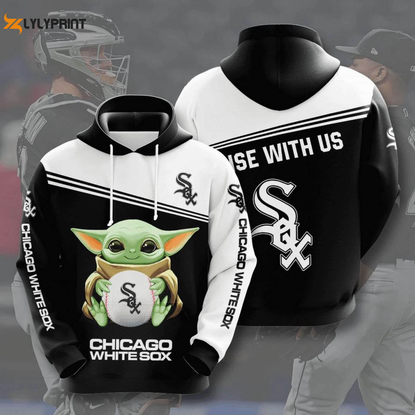 MLB Chicago White Sox Baby Yoda Pullover Hoodie – Cute & Cozy AOP Shirt MLB Chicago White Sox Baby Yoda Pullover Hoodie – Cute & Cozy AOP Shirt
