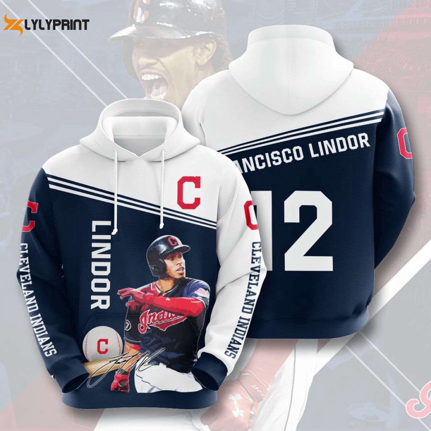 Shop the MLB Cleveland Indians Lindor Pullover Hoodie – AOP Shirt Shop the MLB Cleveland Indians Lindor Pullover Hoodie – AOP Shirt