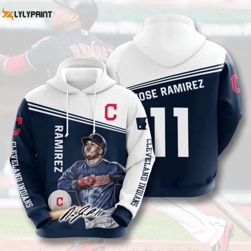 MLB Cleveland Indians Jose Ramirez AOP Pullover Hoodie: Show Your Team Spirit!