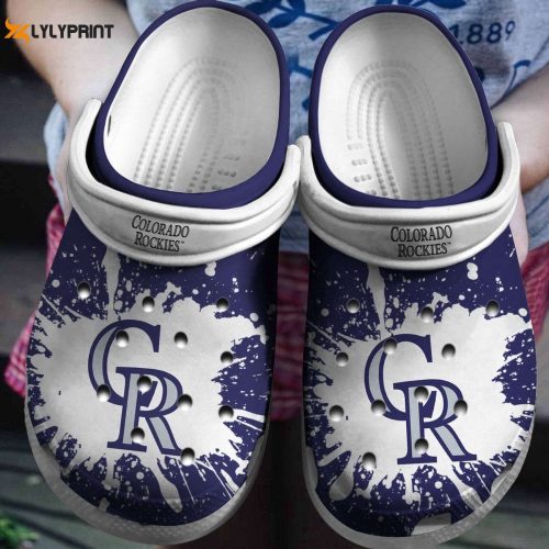MLB Colorado Rockies Crocs: White-Blue Fan Baseball Shoes - Perfect for Rockies Fans!