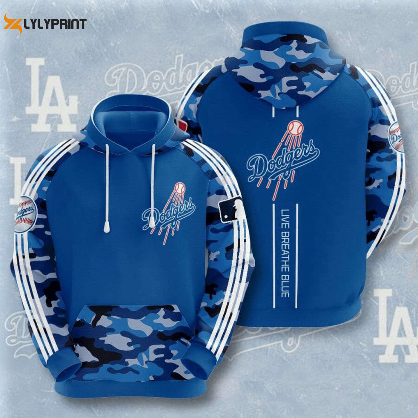 MLB Dodgers Blue Camo Pullover Hoodie AOP Shirt – Stand Out in Style! MLB Dodgers Blue Camo Pullover Hoodie AOP Shirt – Stand Out in Style!