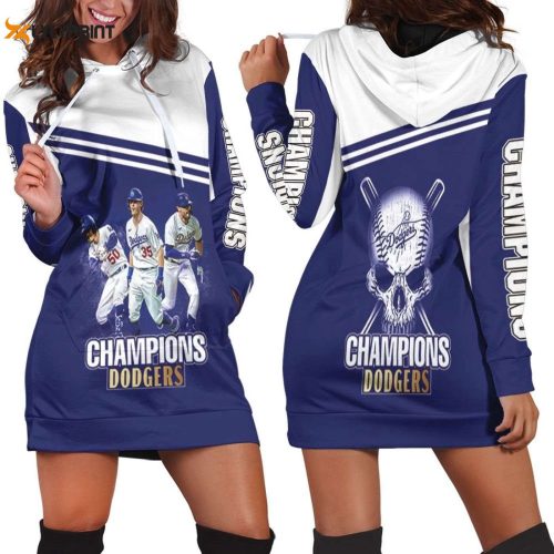 Champion Dodgers Skull Women Hoodie Dress: MLB Los Angeles – AOP Shirt