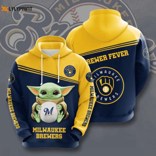 MLB Milwaukee Brewers Baby Yoda Hoodie – AOP Shirt for Ultimate Fan Style!