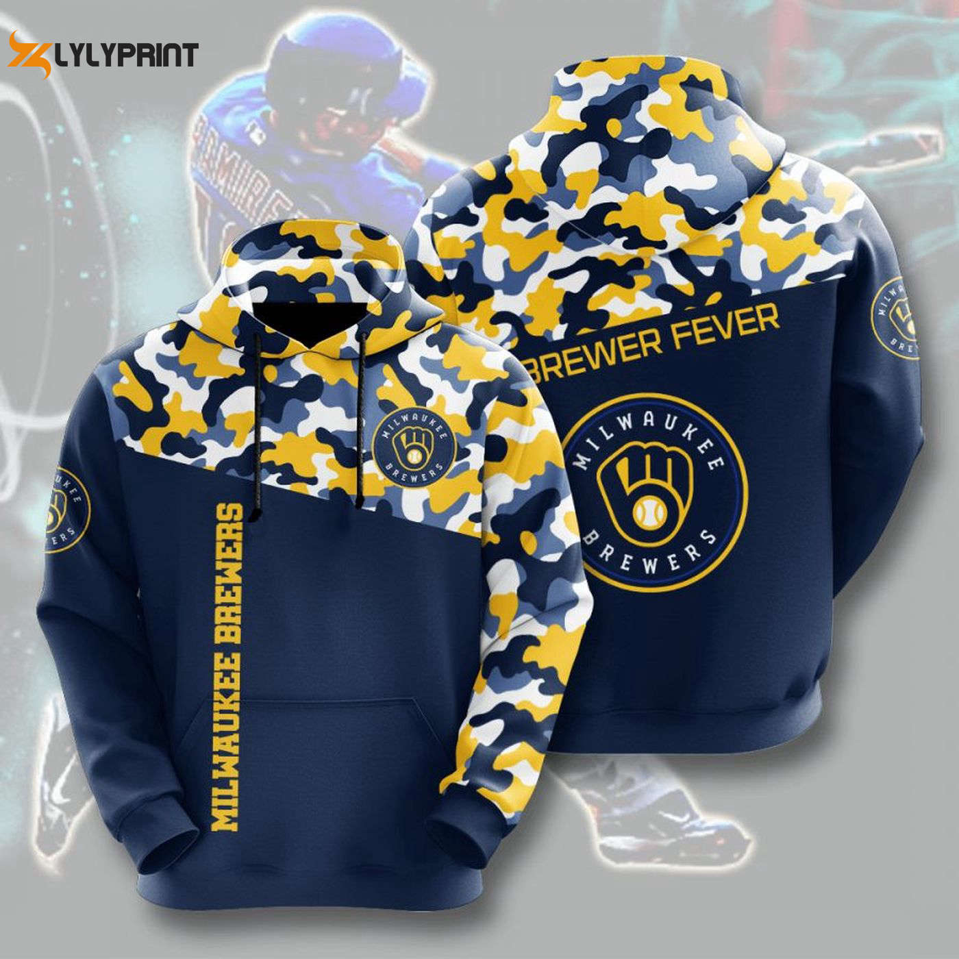 MLB Milwaukee Brewers Yellow Navy Camo Hoodie – Stylish AOP Shirt MLB Milwaukee Brewers Yellow Navy Camo Hoodie – Stylish AOP Shirt