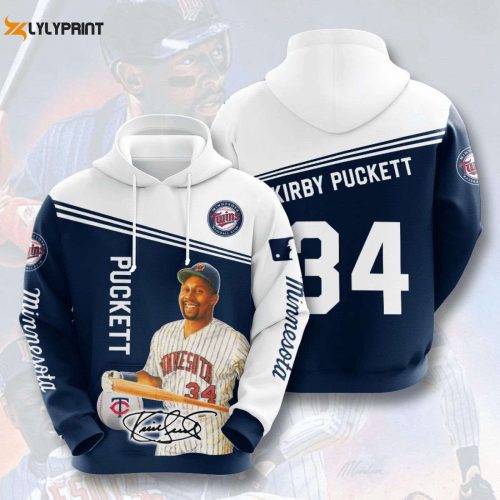 Stay Warm in Style with MLB Minnesota Twins Kirby Puckett AOP Pullover Hoodie Shirt