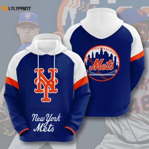 MLB New York Mets Blue Pullover Hoodie AOP Shirt – Stylish & Cozy Team Apparel