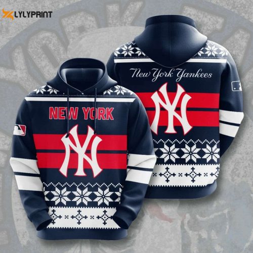 MLB New York Yankees Christmas Pullover Hoodie AOP Shirt – Festive MLB Apparel for Yankees Fans!