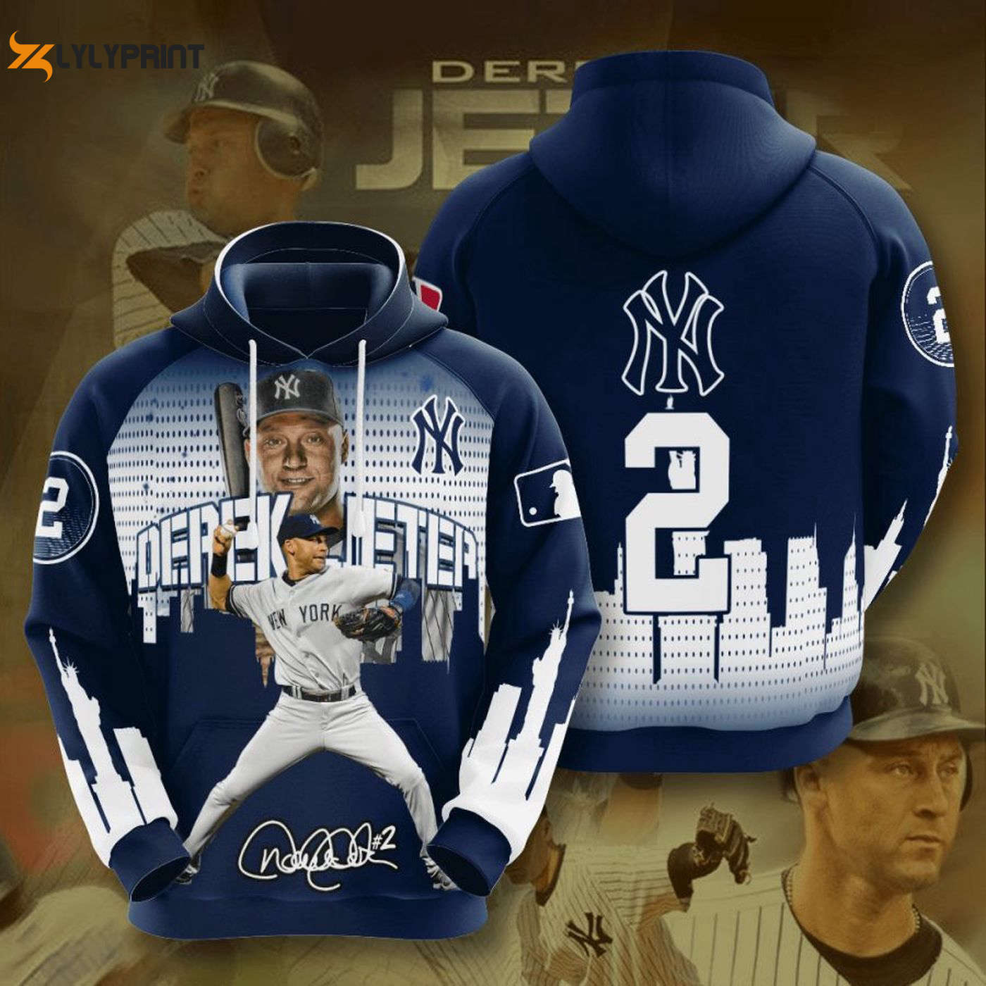 MLB New York Yankees Derek Jeter 2 Pullover Hoodie AOP Shirt – Stylish Fan Gear for Yankees Enthusiasts MLB New York Yankees Derek Jeter 2 Pullover Hoodie AOP Shirt – Stylish Fan Gear for Yankees Enthusiasts