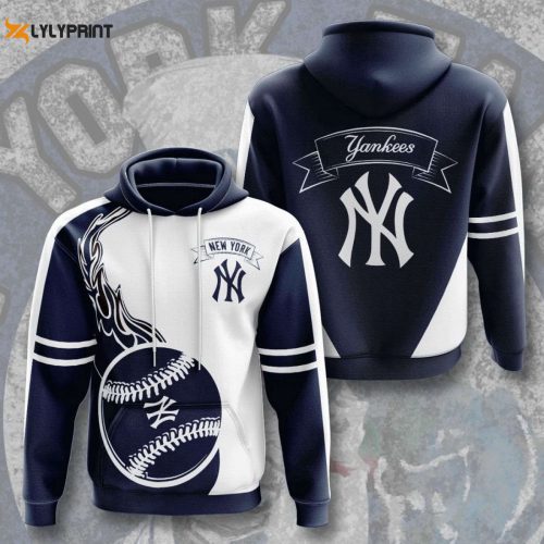 MLB New York Yankees Fire Ball Hoodie Shirt – Navy White AOP Pullover