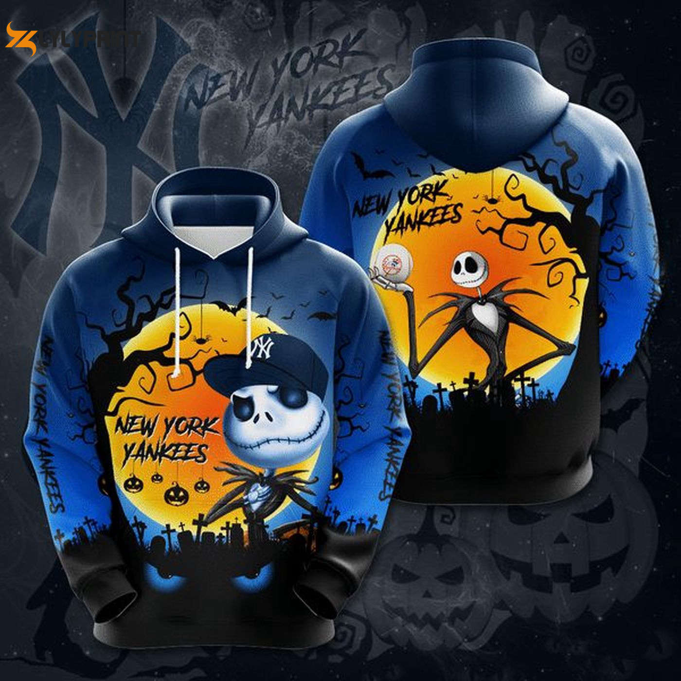 MLB New York Yankees Jack Skellington Halloween Hoodie – Spooky AOP Shirt MLB New York Yankees Jack Skellington Halloween Hoodie – Spooky AOP Shirt