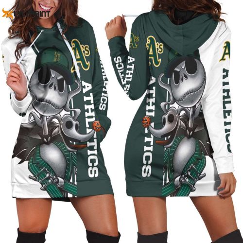 MLB Oakland Athletics Jack Skellington & Zero Hoodie Dress – Women s AOP Shirt