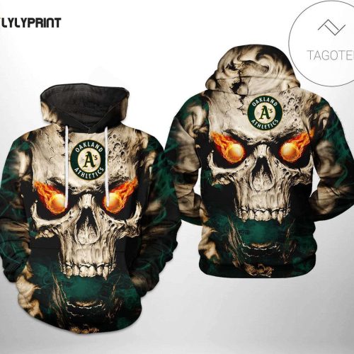 Oakland Athletics Skull Pullover Hoodie: AOP Shirt for MLB Fans