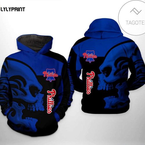 Philadelphia Phillies Skull Pullover Hoodie AOP Shirt – Official MLB Merchandise