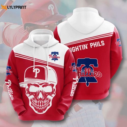 Show Your Support with MLB Philadelphia Phillies AOP Skull Hoodie – Perfect for All Fans!