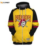 MLB Pittsburgh Pirates Yellow Zip Up Hoodie – AOP Shirt for Die-Hard Fans!