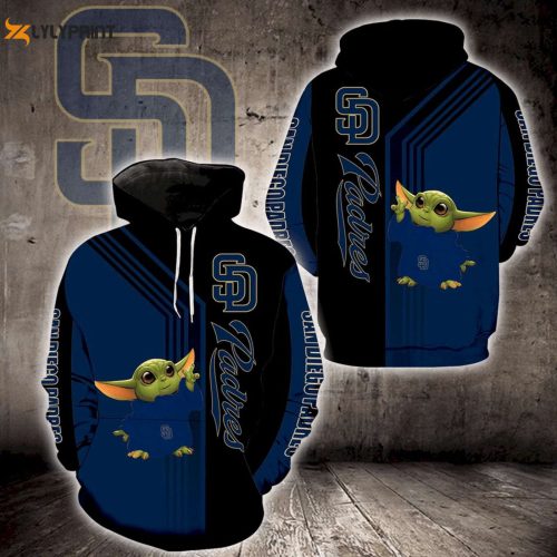MLB San Diego Padres Baby Yoda Pullover Hoodie AOP Shirt – Cute and Comfy Fan Gear
