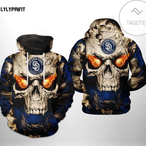 Show Your Team Spirit with the MLB San Diego Padres Skull Pullover Hoodie AOP Shirt