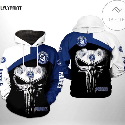 MLB San Diego Padres Skull Punisher Pullover Hoodie – Unique AOP Shirt