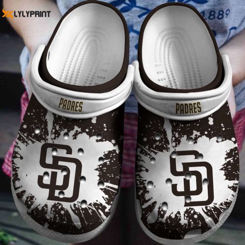MLB San Diego Padres Crocs: White-Black Baseball Fan Shoes - Comfy & Stylish!